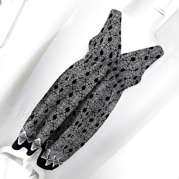 SONOMA! BLACK & WHITE INDIA PRINT COTTON, RUCHED WAIST SUN DRESS! SZ L - Picture 1 of 9